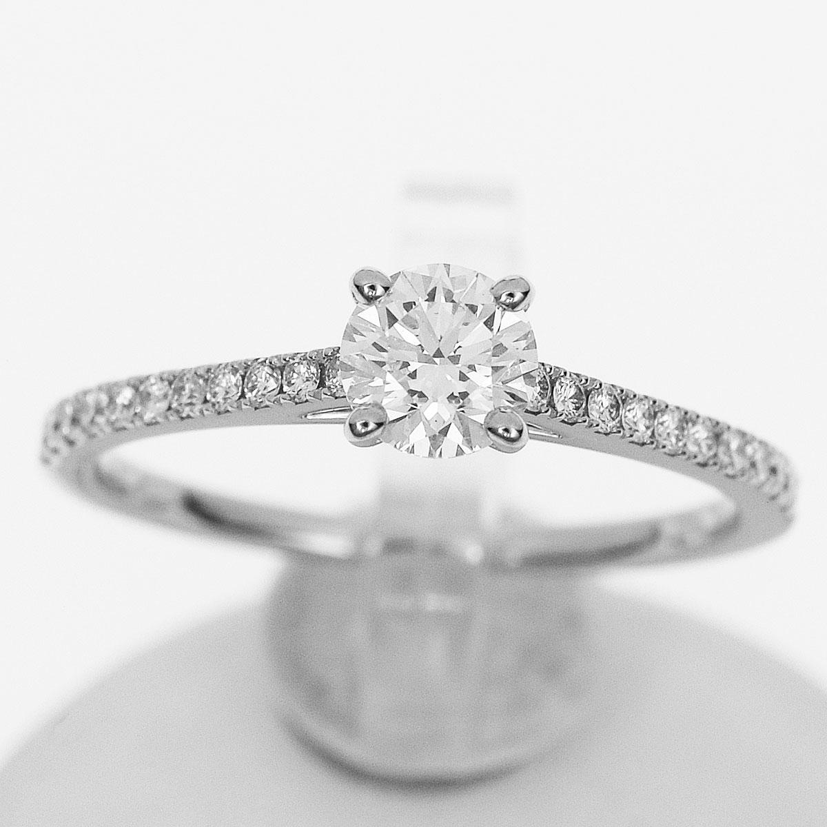 Brand:De Beers
Name:DB Classic Pave Solitaire Ring
Material:1P diamond (0.40ct G-VS1-3Ex), side diamond, Pt950 platinum, 
Weight:2.4g（Approx)
Ring size:British & Australian:K 1/2  /   US & Canada:5 1/4 /  French & Russian:50 /  German:15.9 / 