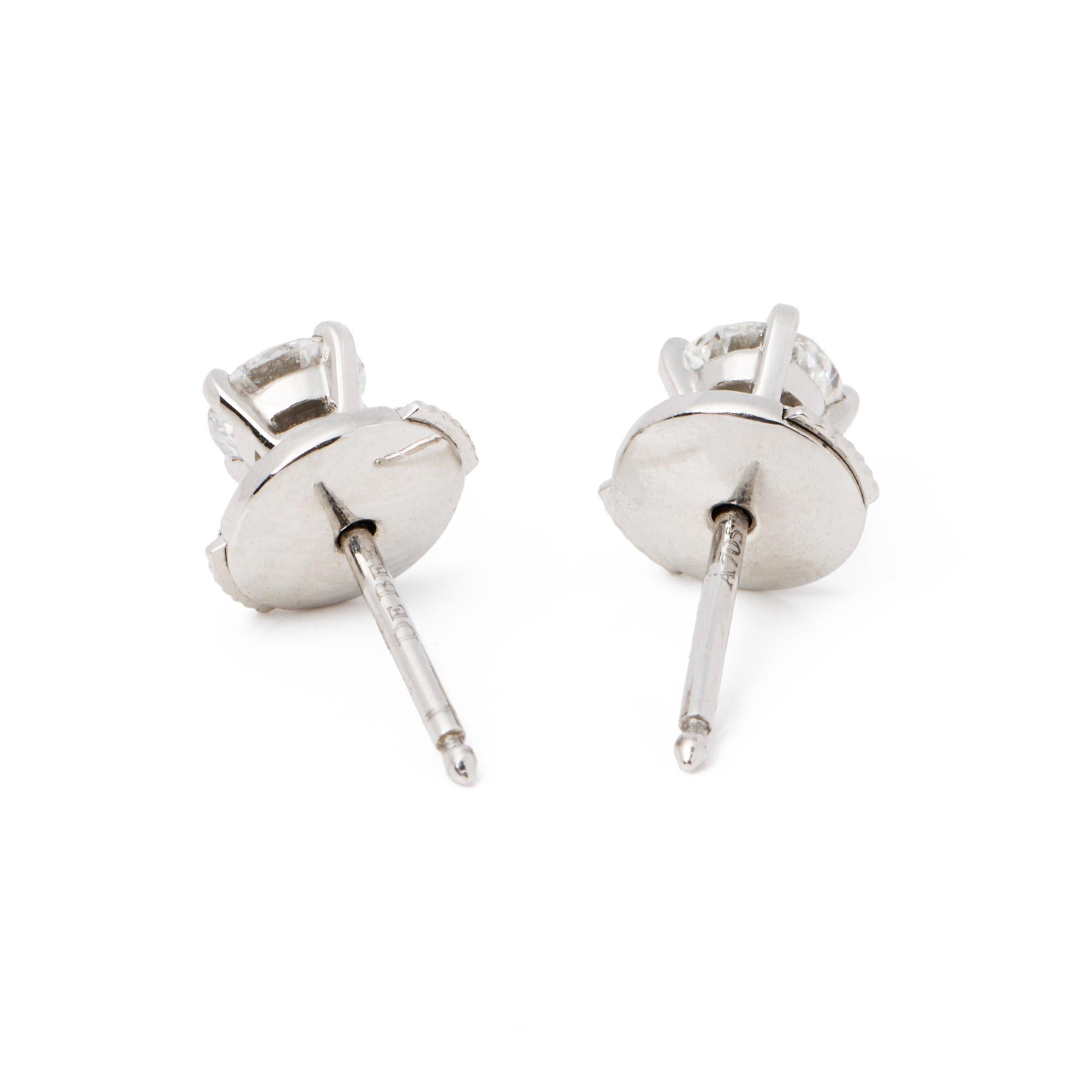 Brilliant Cut De Beers 0.40ct Diamond Stud Earrings