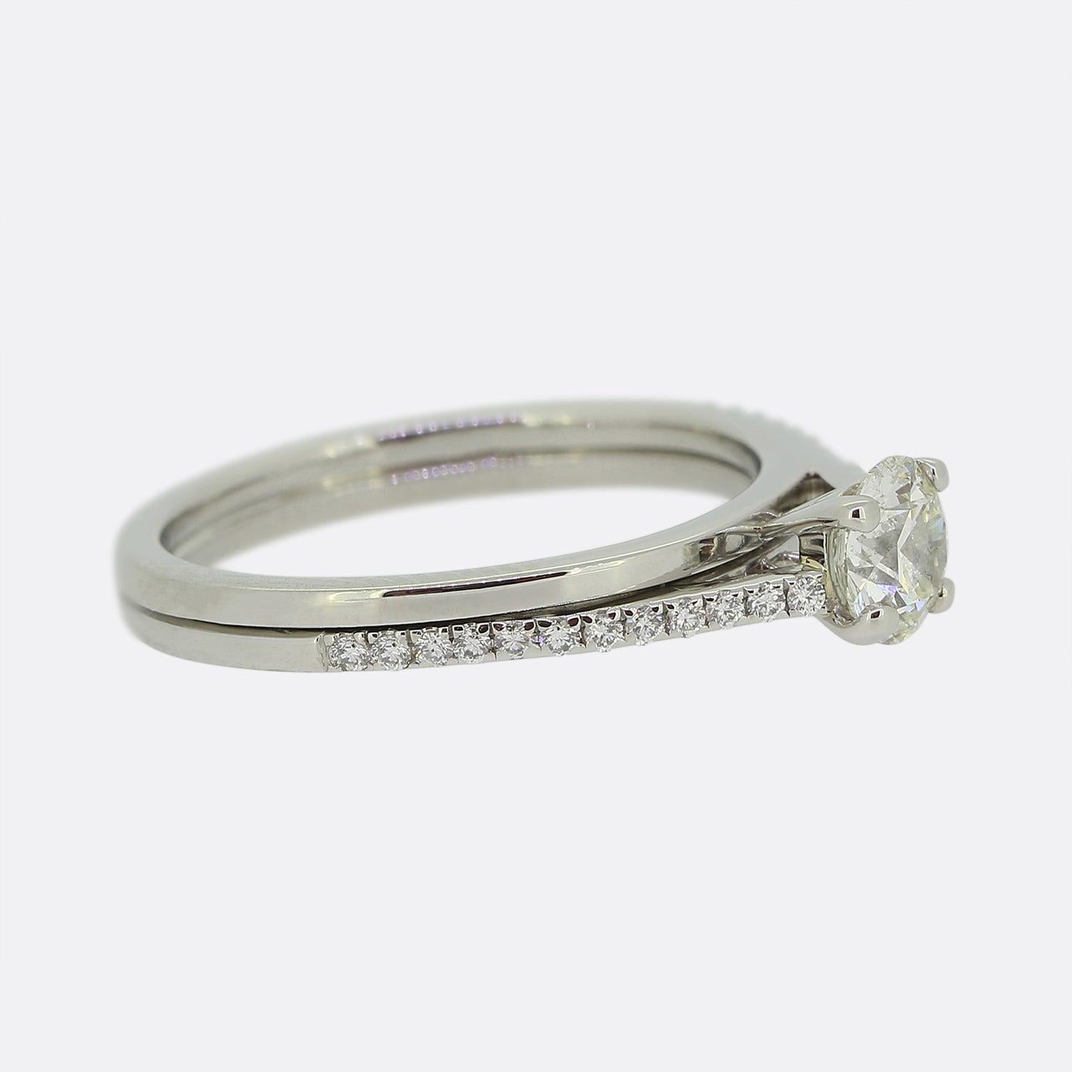 Brilliant Cut De Beers 0.46 Carat Diamond Promise Solitaire Ring For Sale