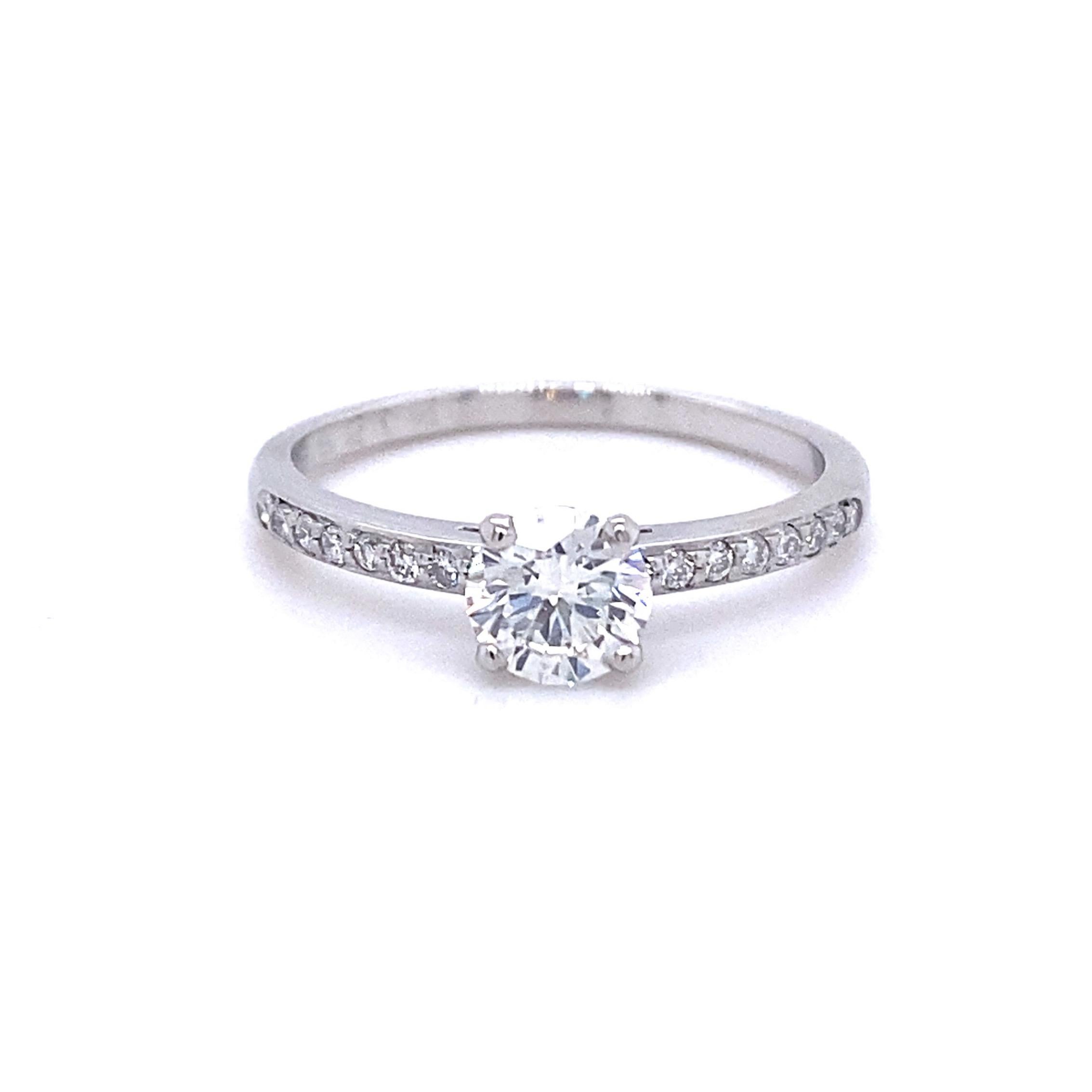De Beers 0.68 tcw Forever Pave Round Brilliant Diamond Engagement Ring Platinum For Sale 2