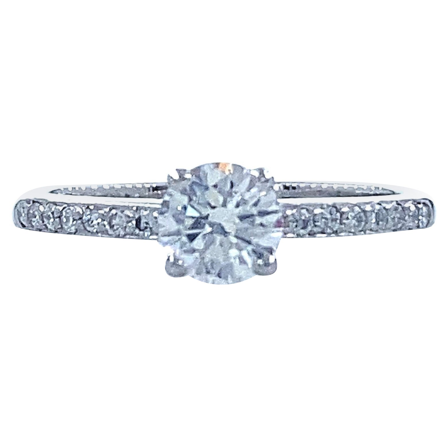 De Beers Bague de fiançailles en platine avec diamant rond brillant pavé éternellement de 0,68 carat poids total