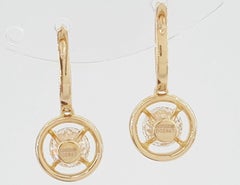 De Beers 1.22 Carat Round Brilliant Cut Diamond Halo Dangle Earrings in 18K Rose