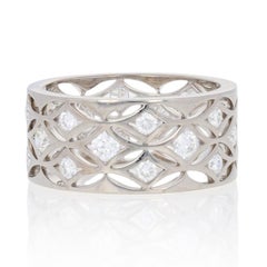 De Beers 1.28ctw Round Brilliant Diamond Band, 18 Karat White Gold Eternity Ring