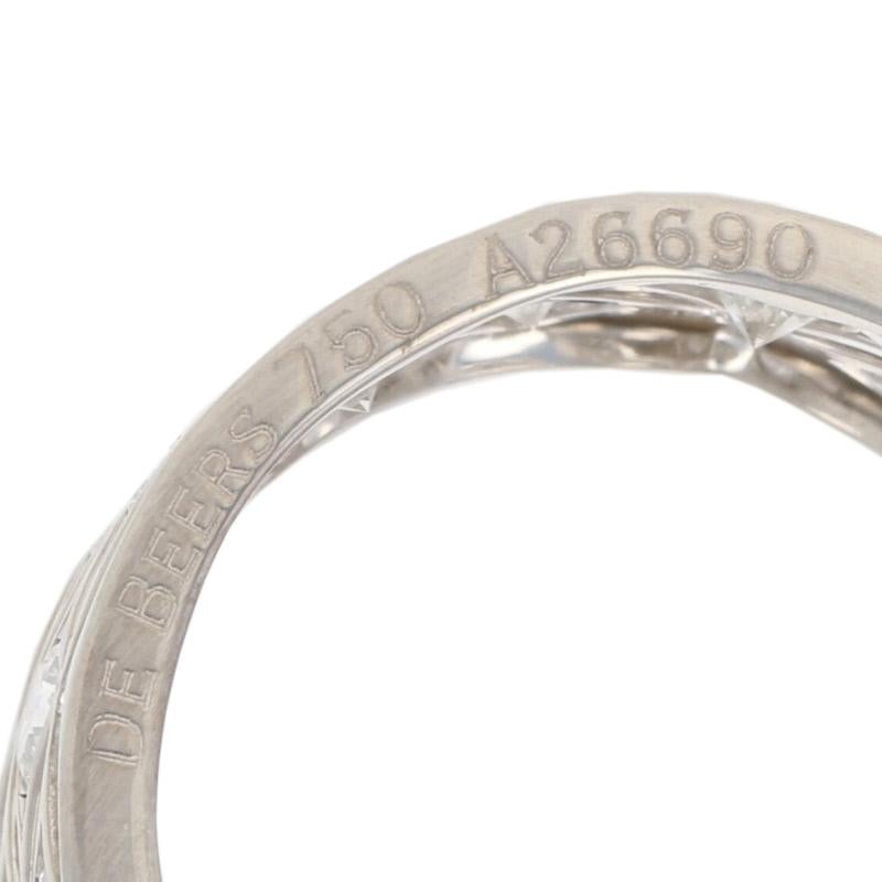 Round Cut De Beers 1.28ctw Round Brilliant Diamond Band, 18 Karat White Gold Eternity Ring