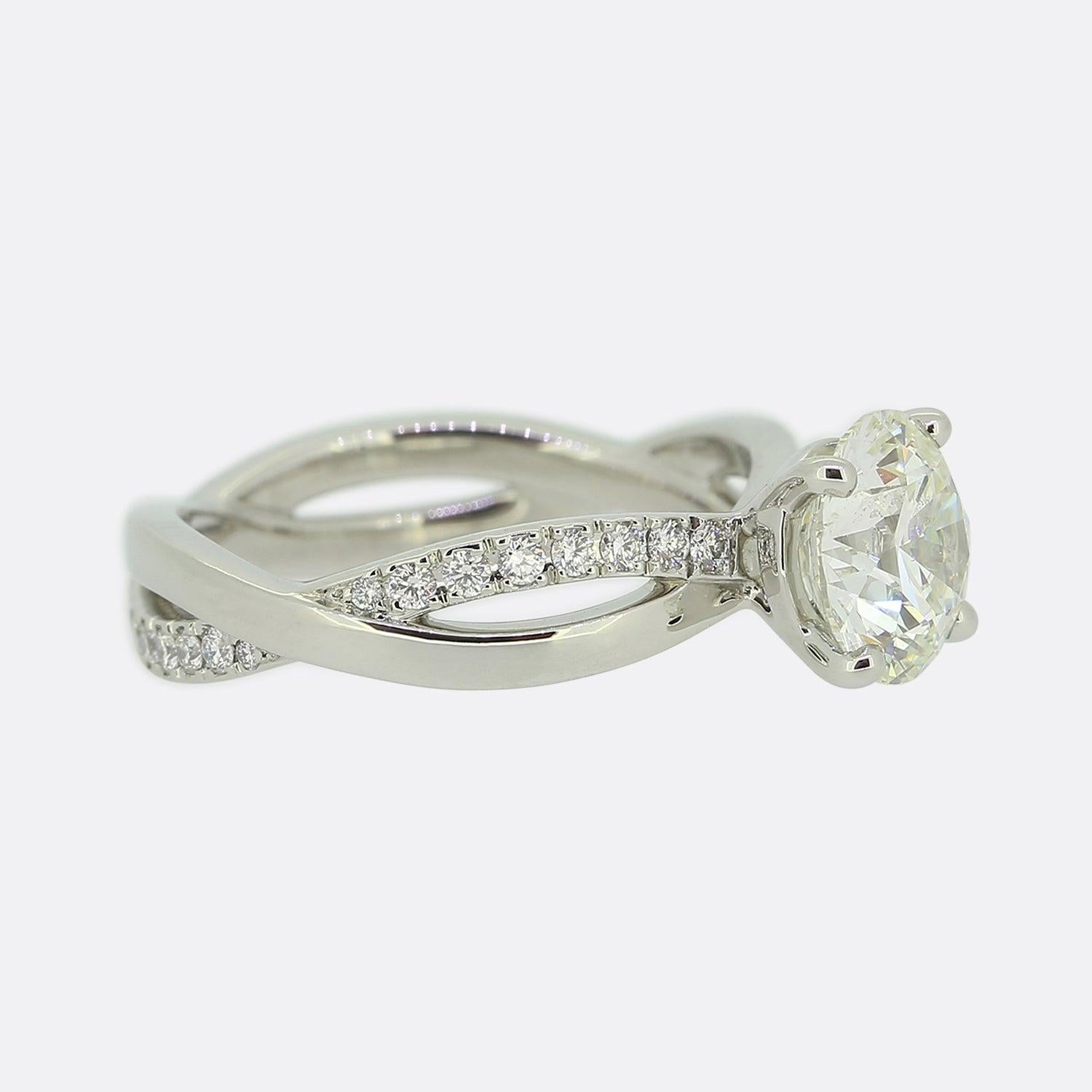 Brilliant Cut De Beers 1.30 Carat Diamond Infinity Ring For Sale