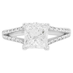 De Beers 1,59 Karat Gesamtgewicht 14k Weißgold Prinzessin-Diamantring