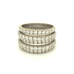 De Beers 1.75 Carat Five Line Diamond Band Ring 18K White Gold