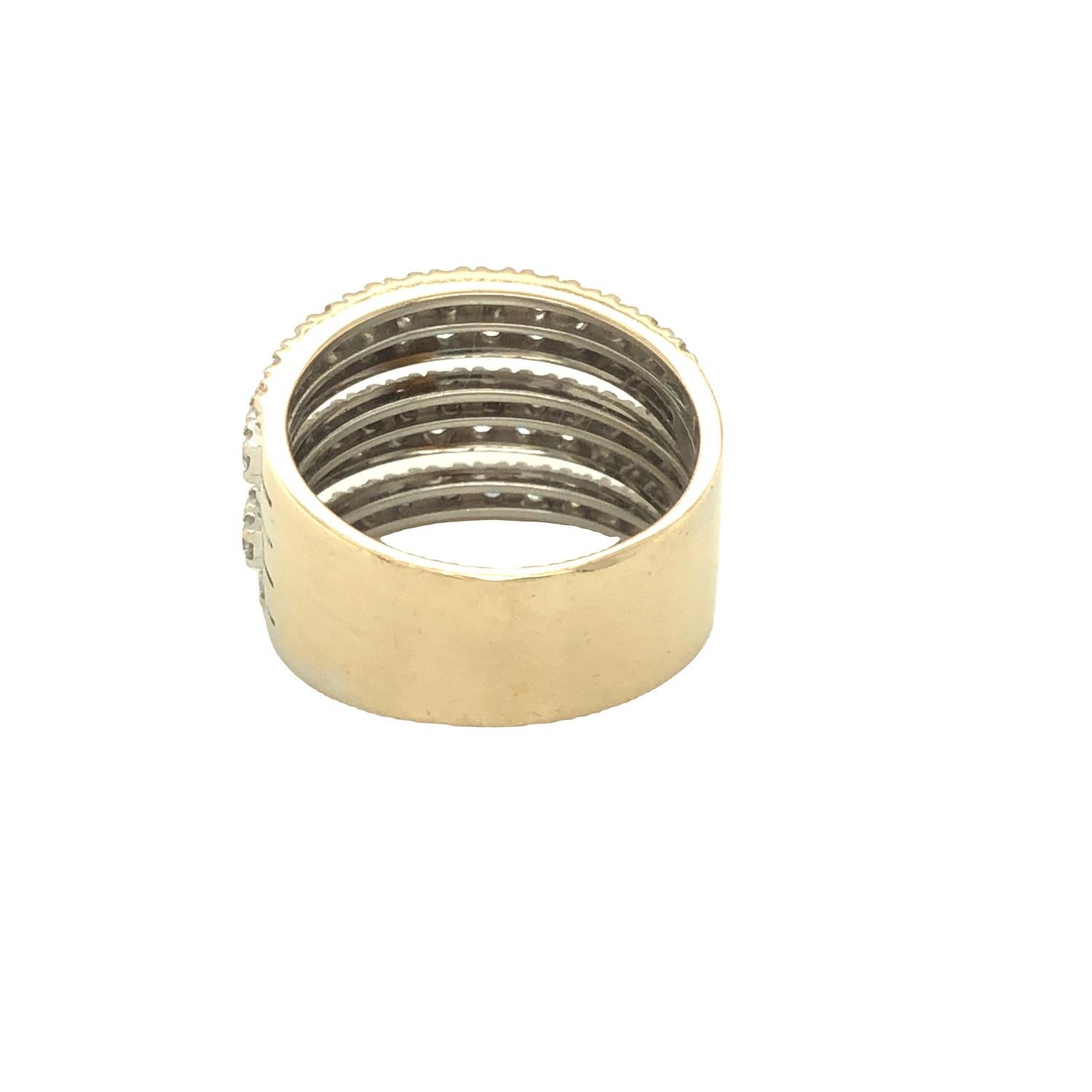 Taille ronde De Beers Bague à anneau en or blanc 18 carats avec diamants à cinq lignes de 1,75 carat en vente