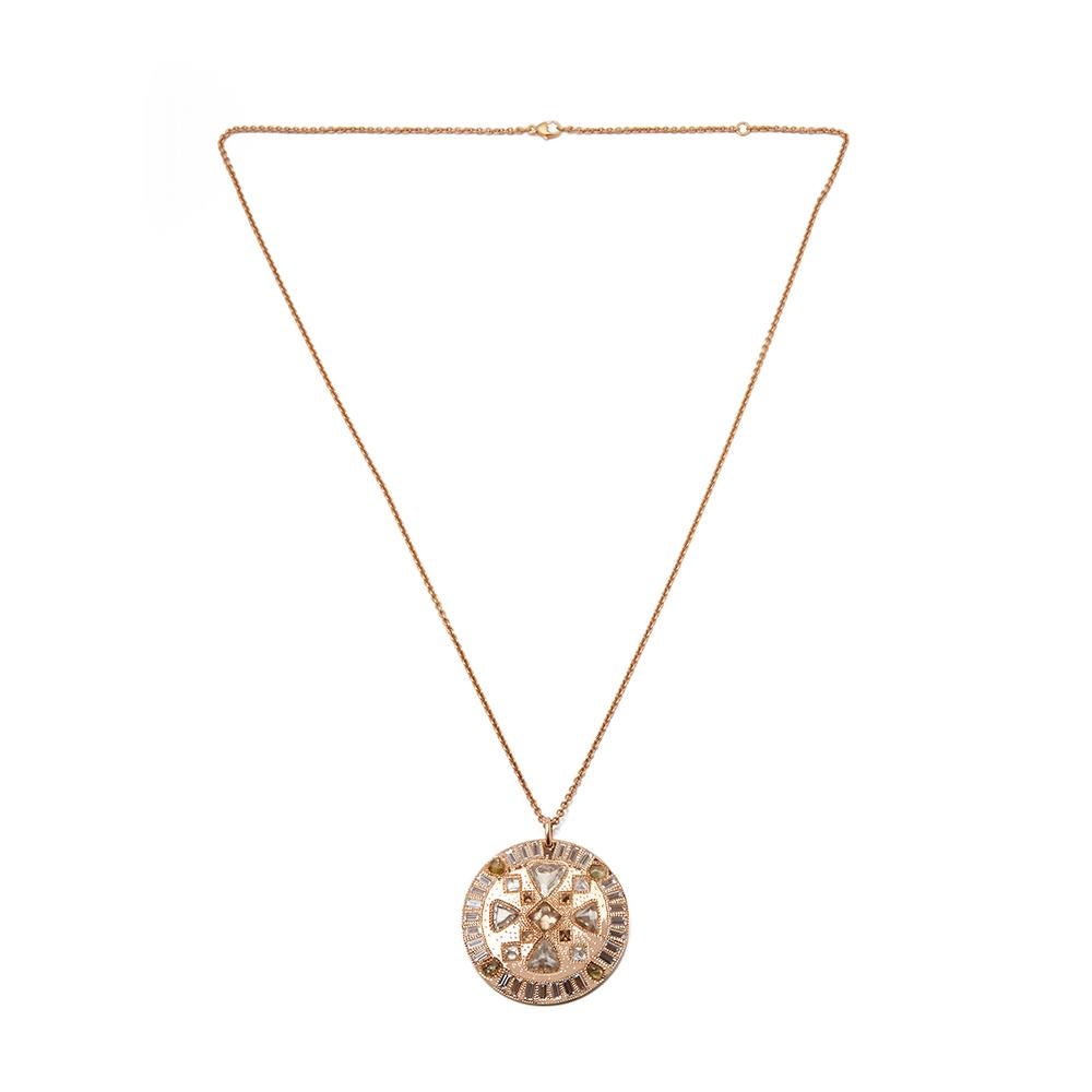 Women's De Beers 18 Karat Rose Gold Diamond Hope Talisman Large Pendant Necklace