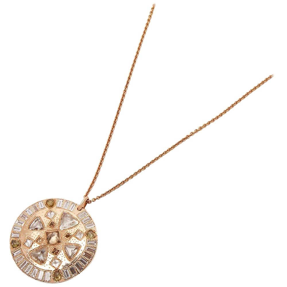 De Beers 18 Karat Rose Gold Diamond Hope Talisman Large Pendant Necklace