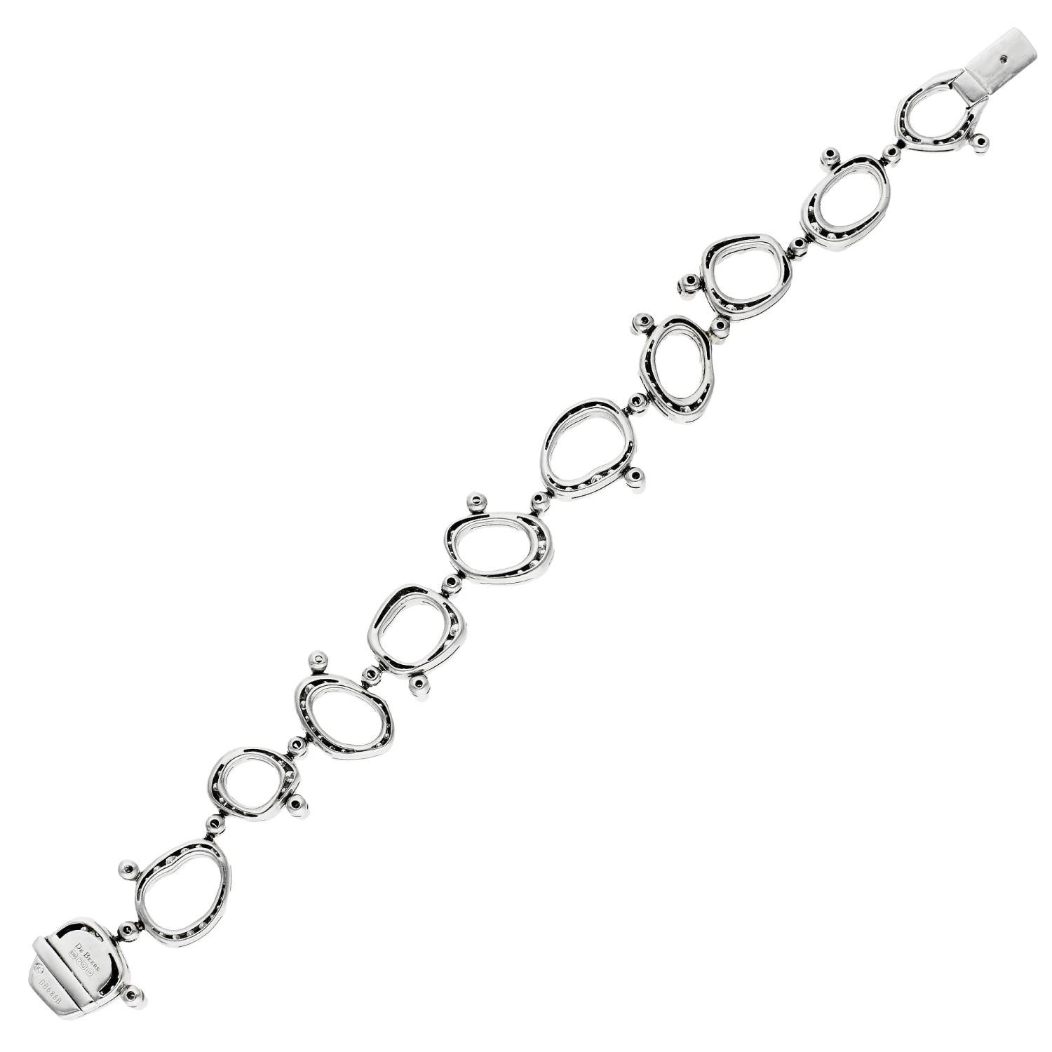 Brilliant Cut De Beers 18ct White Gold 4.70ct Diamond Bracelet For Sale