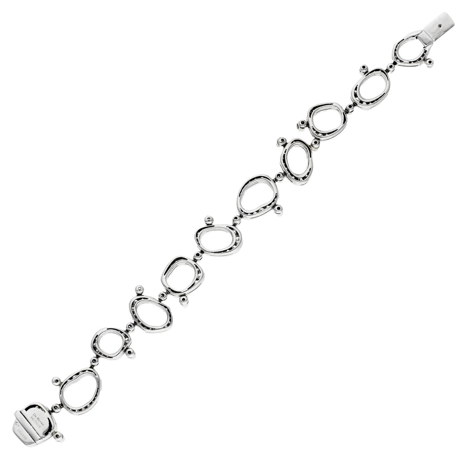 Brilliant Cut De Beers 18ct White Gold 4.70ct Diamond Bracelet  For Sale