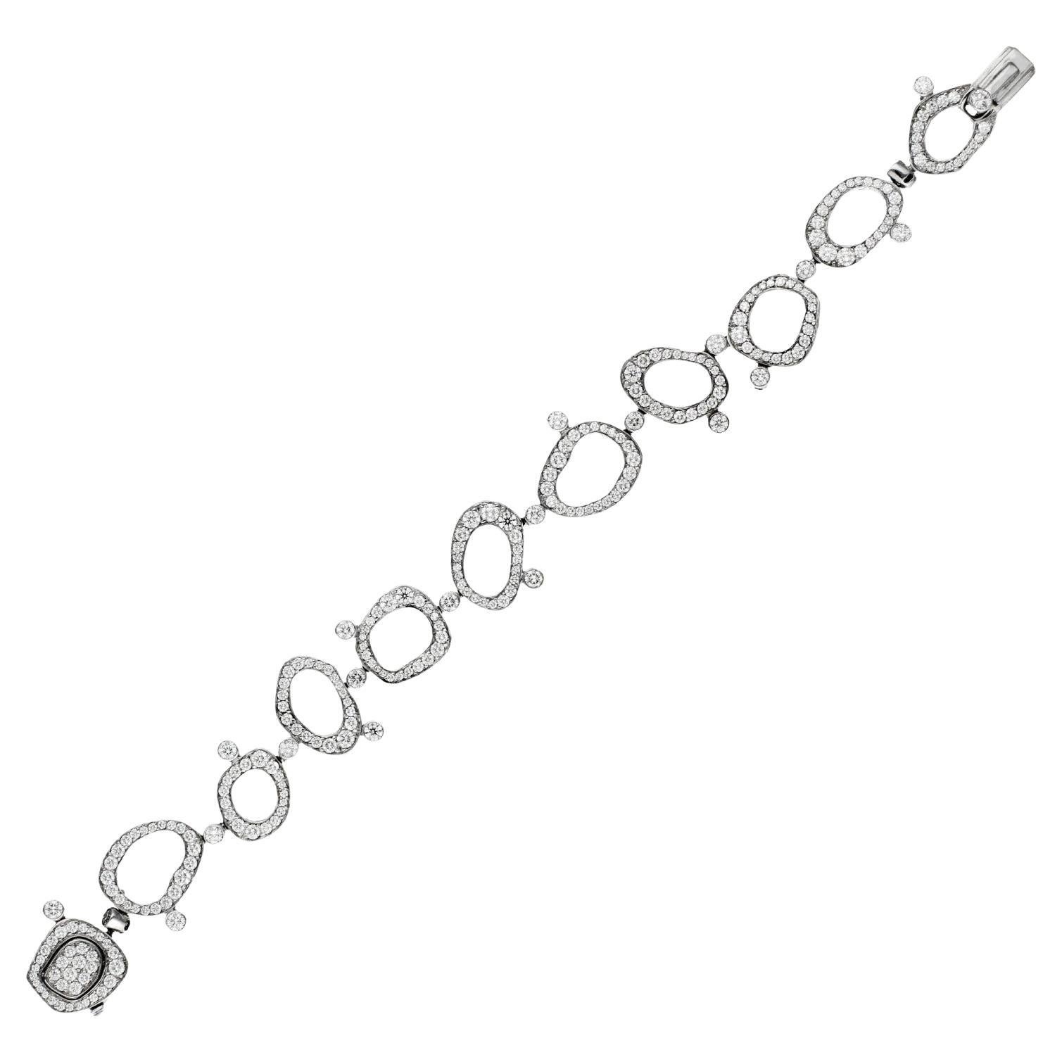 De Beers 18ct White Gold 4.70ct Diamond Bracelet For Sale