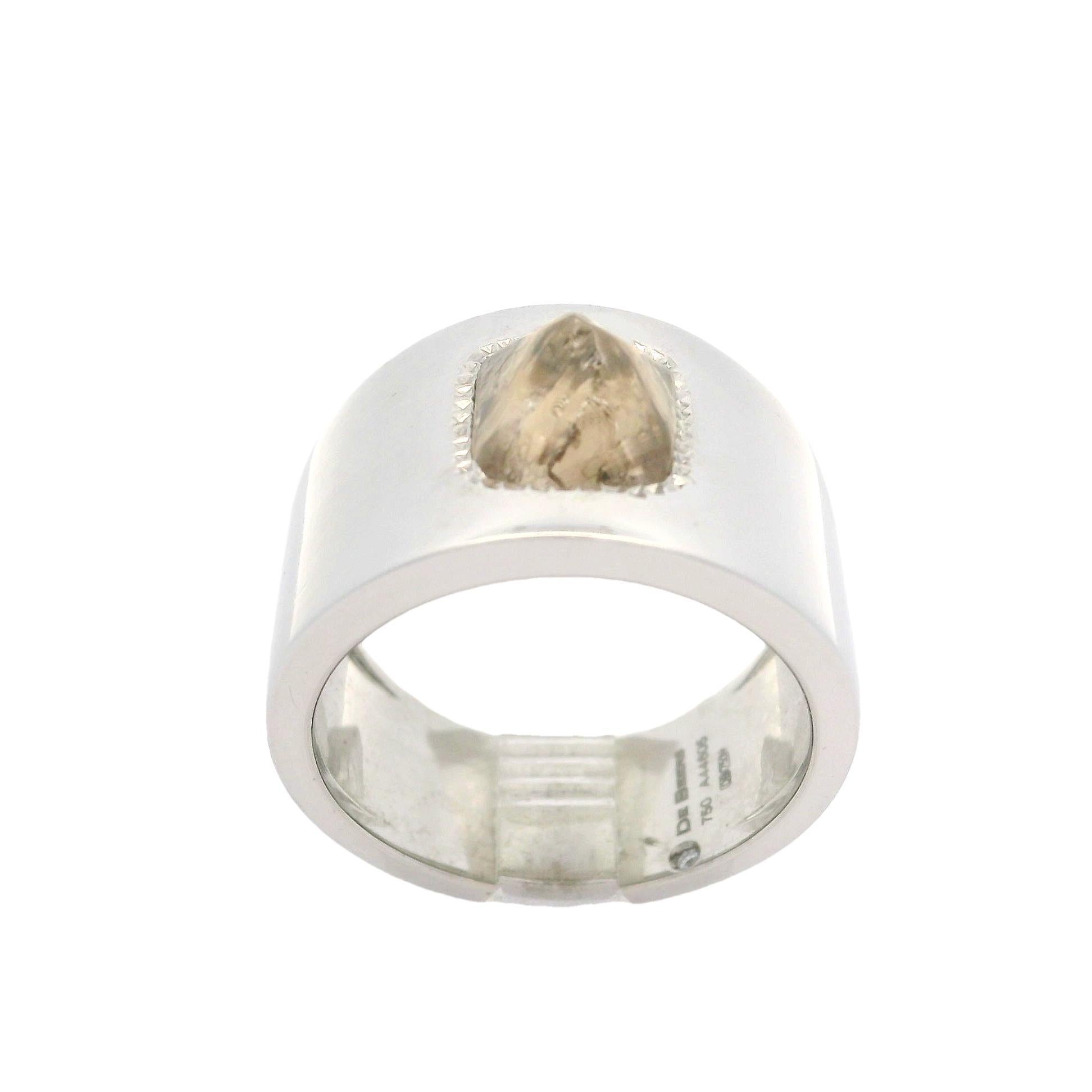Taille grossière De Beers 18k Gold GIA 2ct Colored Diamond Solitaire Uncut Wide Cigar Band Ring en vente