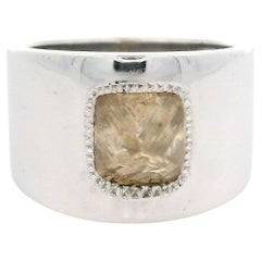 De Beers 18k Gold GIA 2ct Uncut Colored Diamond Solitaire Wide Cigar Band Ring
