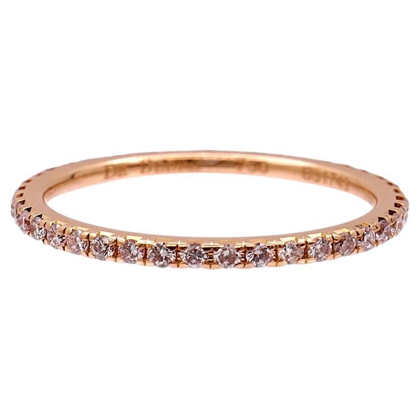 De Beers 18K Rose Gold Aura Fancy Pink Diamond Micro-Pave Band Ring Size 5.5