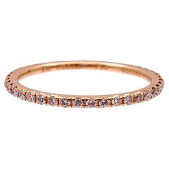 De Beers 18K Rose Gold Aura Fancy Pink Diamond Micro-Pave Band Ring Size 5.5