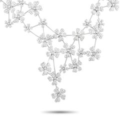 De Beers 18K White Gold 21.50 ct Diamond Flower Motif Necklace