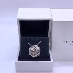 De Beers 18K White Gold Aria 0.51ct Diamond Swirl Pendant Necklace