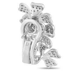 De Beers 18K White Gold Diamond Flower Motif Earrings