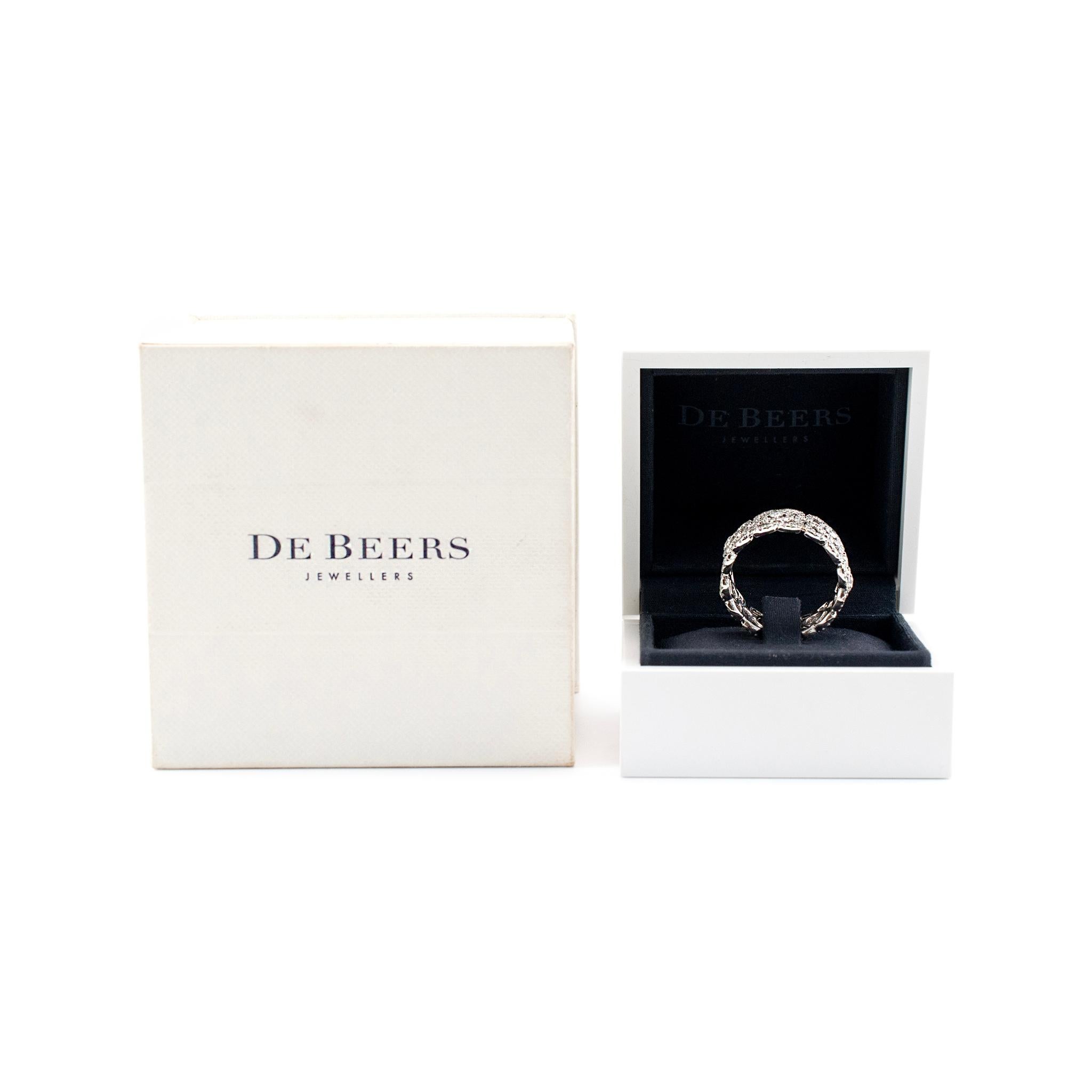De Beers 18 Karat Weißgold Verschönerter Lotusblumen-Pavé-Diamant-Ring Damen