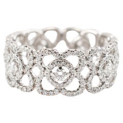 De Beers 18 Karat Weißgold Verschönerter Lotusblumen-Pavé-Diamant-Ring