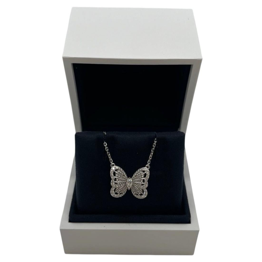 Pre-owned De Beers 18k White Gold Portraits Of Nature Butterfly Diamond Statement Necklace