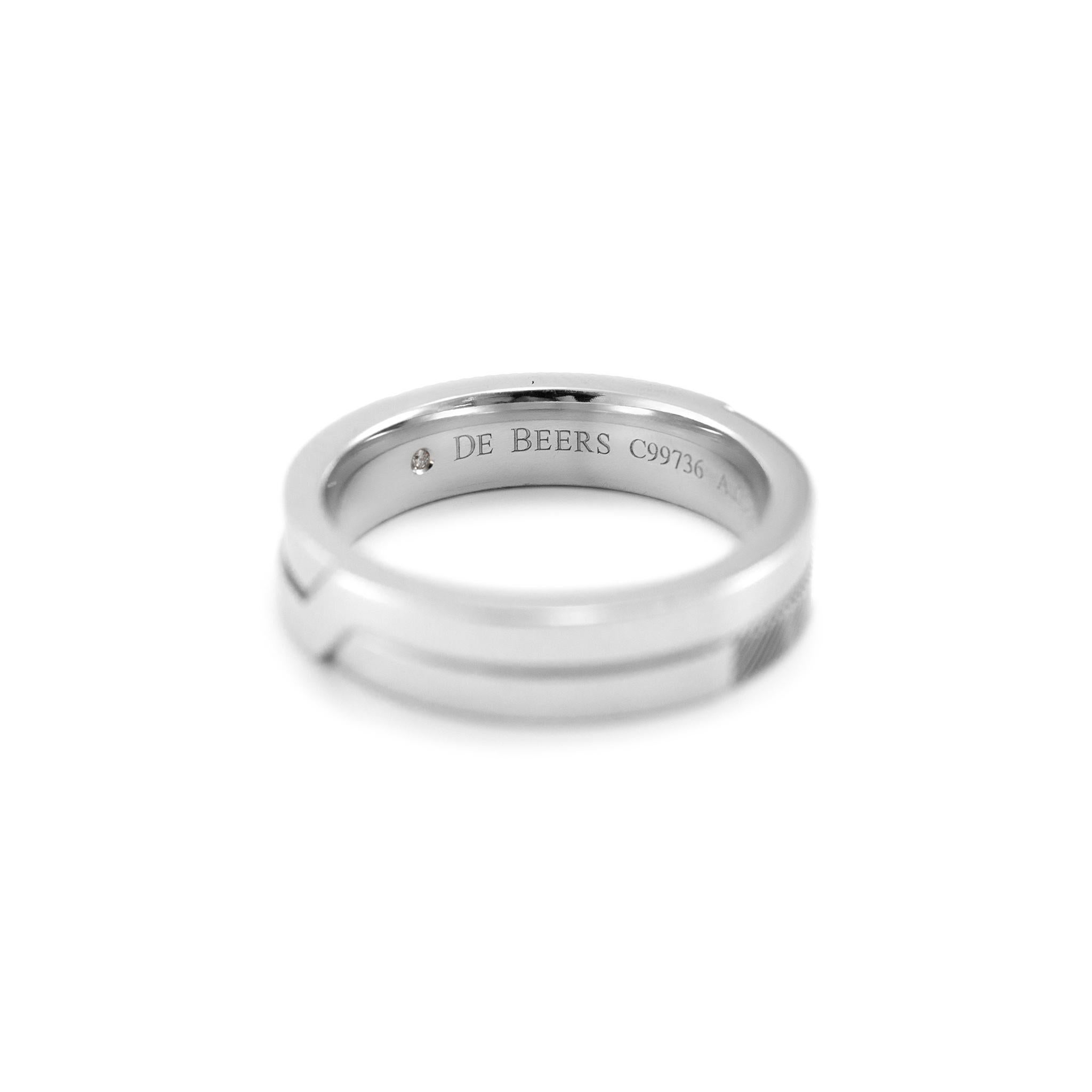 De Beers 18K White Gold the Promise Band Ring 1