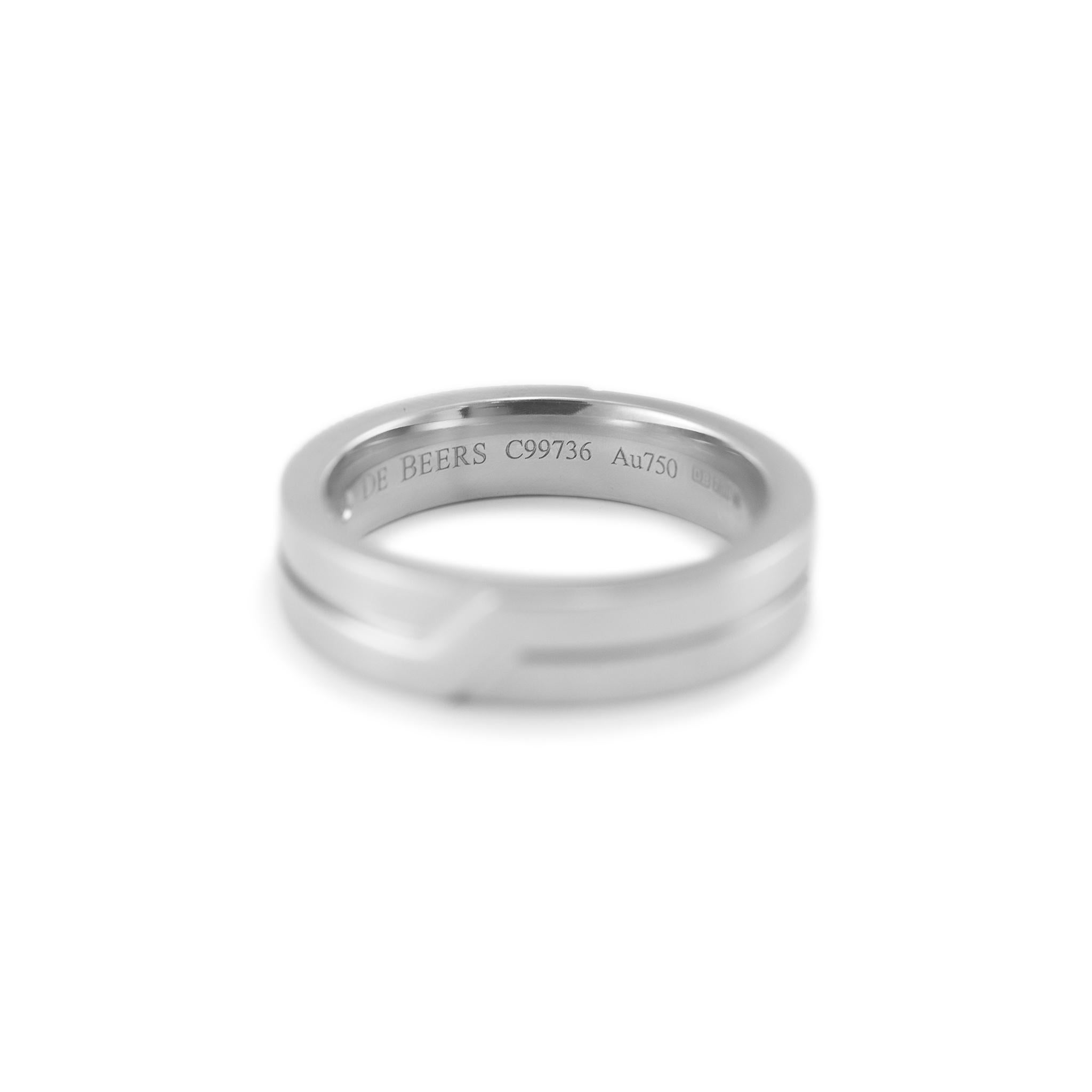 De Beers 18K White Gold the Promise Band Ring 2