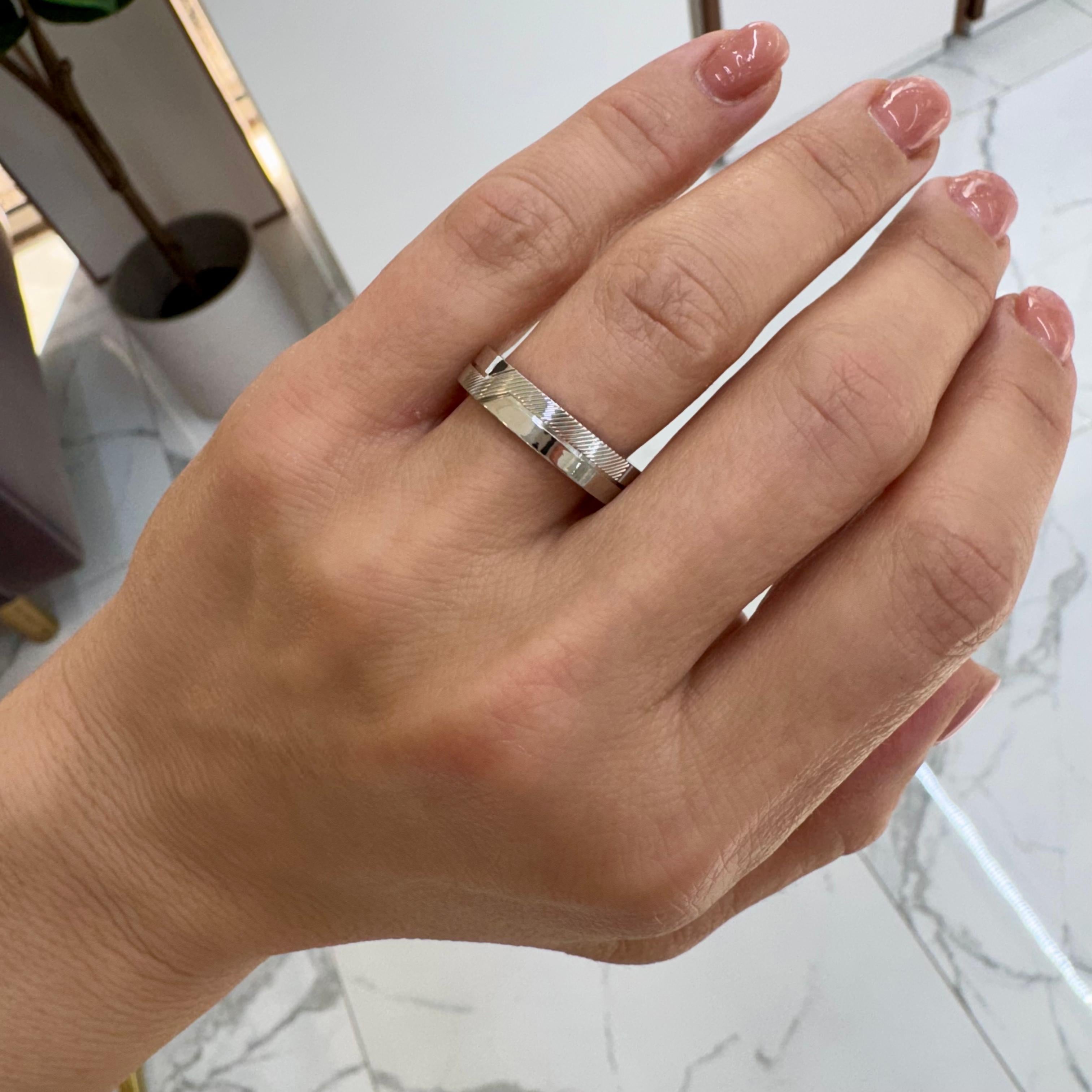De Beers 18K White Gold the Promise Band Ring 3