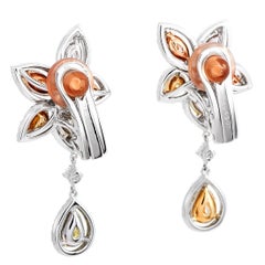 De Beers 18 Karat Gold and Platinum 4.61 Carat Pink/Light Green/Yellow/Orange