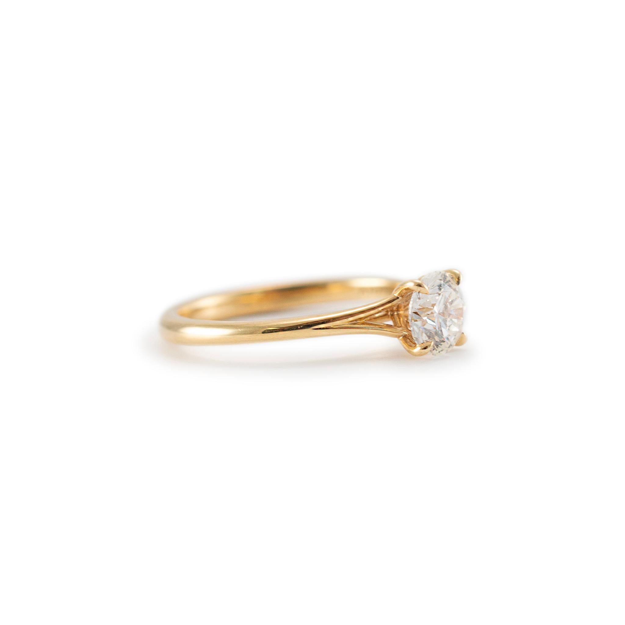 De Beers 18K Gelbgold Classic Rundbrillant Solitär Verlobungsring im Zustand „Hervorragend“ im Angebot in Houston, TX