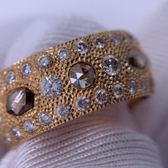De Beers 18K Yellow Gold Talisman Rough Polished Diamond Large Band Ring