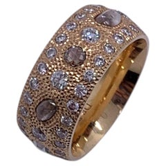 De Beers 18K Yellow Gold Talisman Rough Polished Diamond Large Band Ring