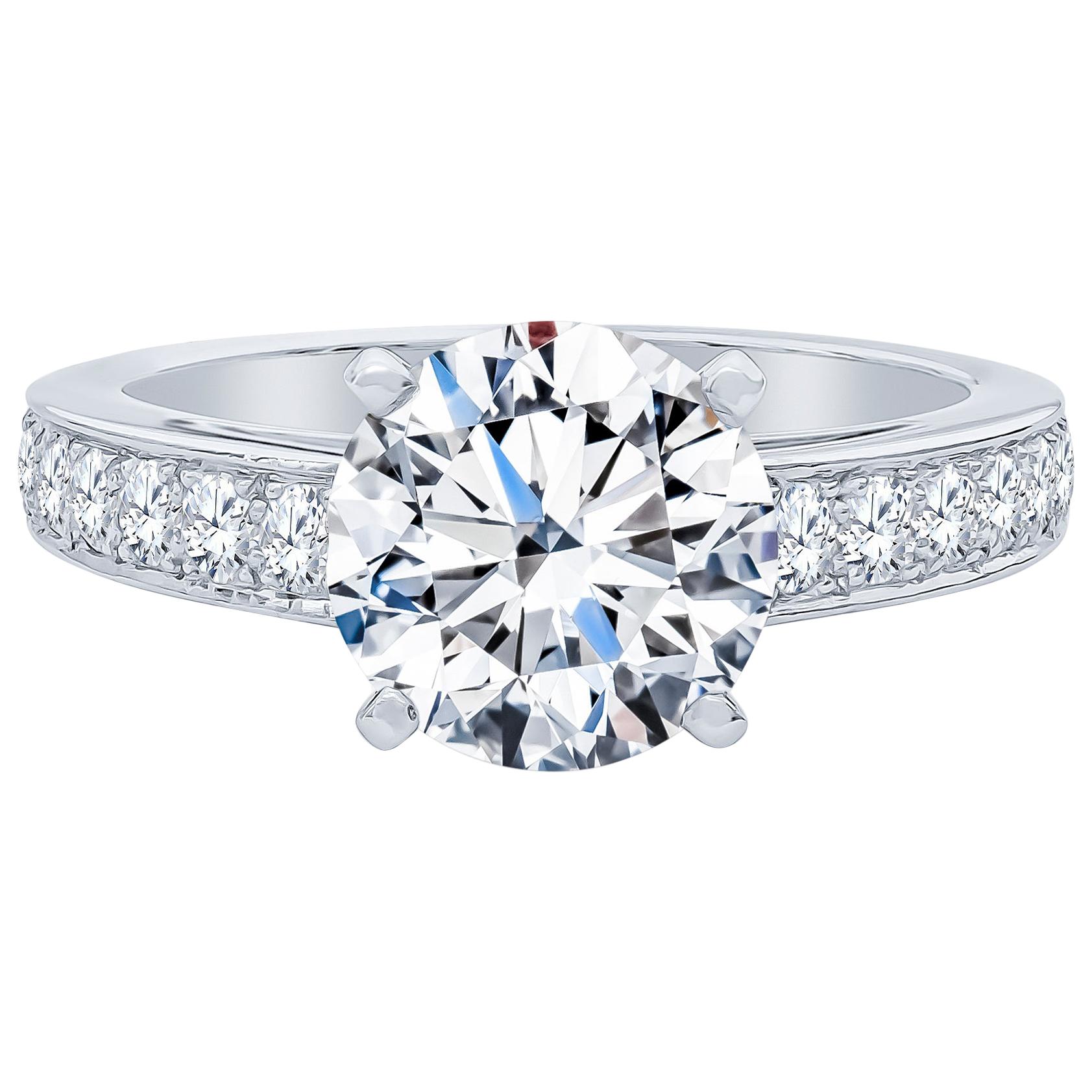 De Beers 2.40 Carat Round Brilliant Cut Diamond Engagement Ring, GIA