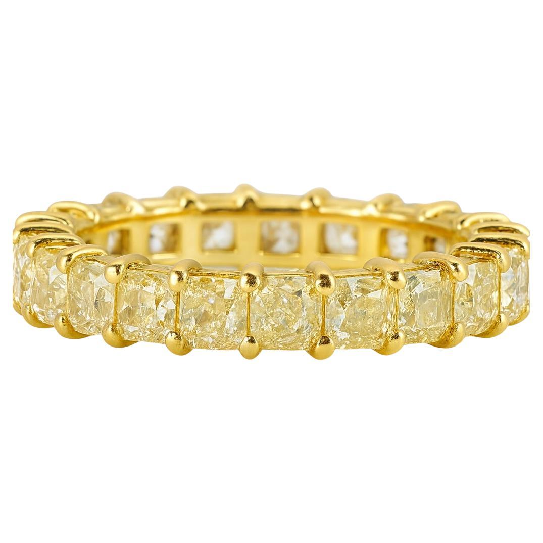 Fascia di diamanti gialli fantasia De Beers da 6,00 carati in oro giallo 18 carati in vendita