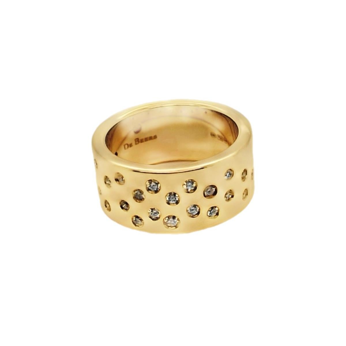 Contemporary De Beers 9mm wide diamond wide band dress ring  For Sale