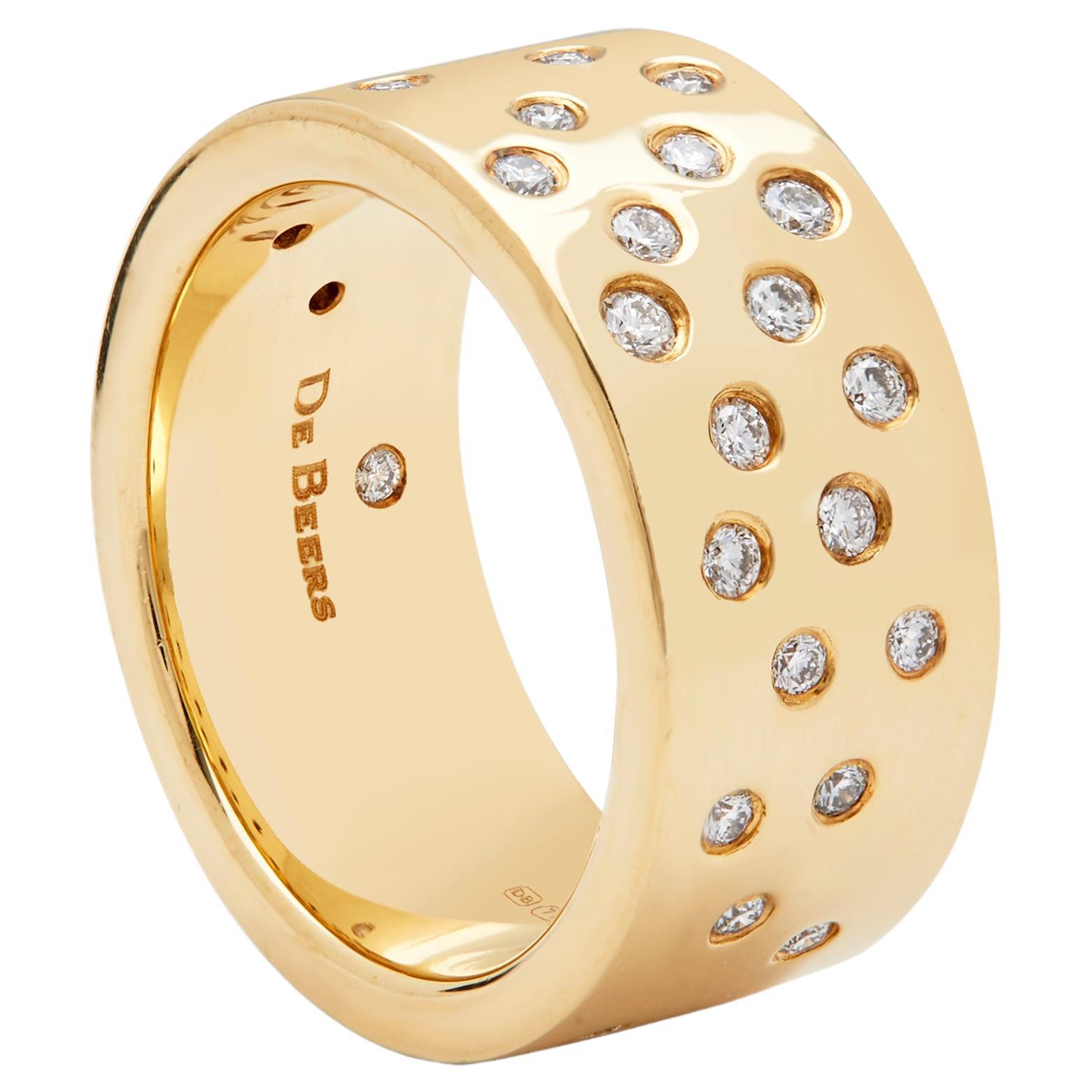 De Beers 9mm wide diamond wide band dress ring  For Sale
