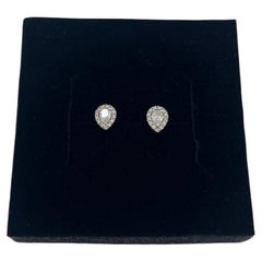 De Beers Aura 18K White Gold Pear-Shaped 0.23ct Diamond Halo Stud Earrings
