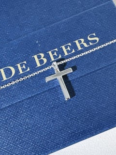 De Beers Classic 18K White Gold Diamond Cross Pendant Necklace