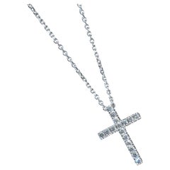 De Beers Classic 18K White Gold Diamond Cross Pendant Necklace