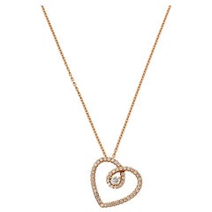 De Beers Classic Heart Diamond 18K Rose Gold Pendant Necklace