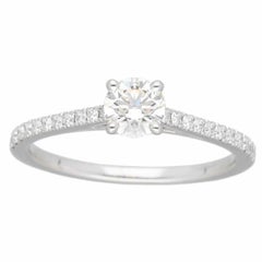 De Beers DB Classic Pave Solitaire Diamond 0.40ct G-VS1-3Ex Platinum Ring