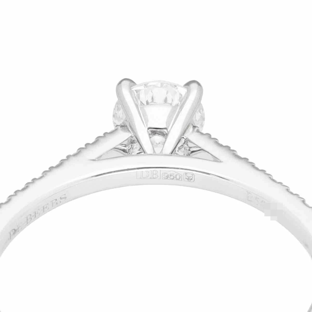 De Beers DB Classic Pave Solitär Diamant 0,40ct G-VS1-3Ex Platinring (Rundschliff) im Angebot