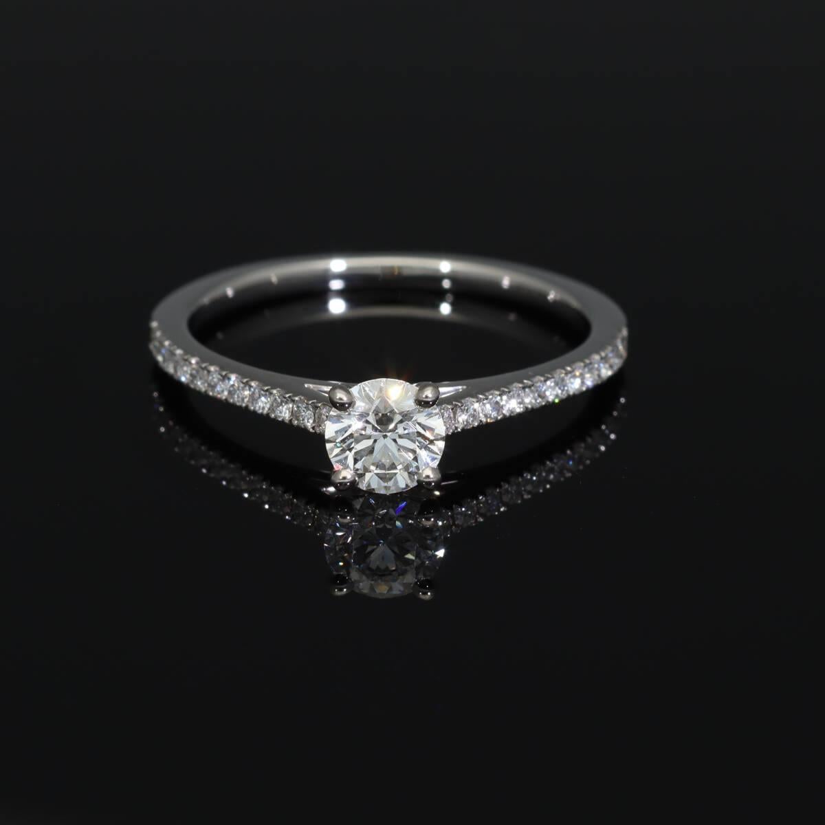 De Beers DB Classic Pave Solitär Diamant 0,40ct G-VS1-3Ex Platinring im Angebot 3
