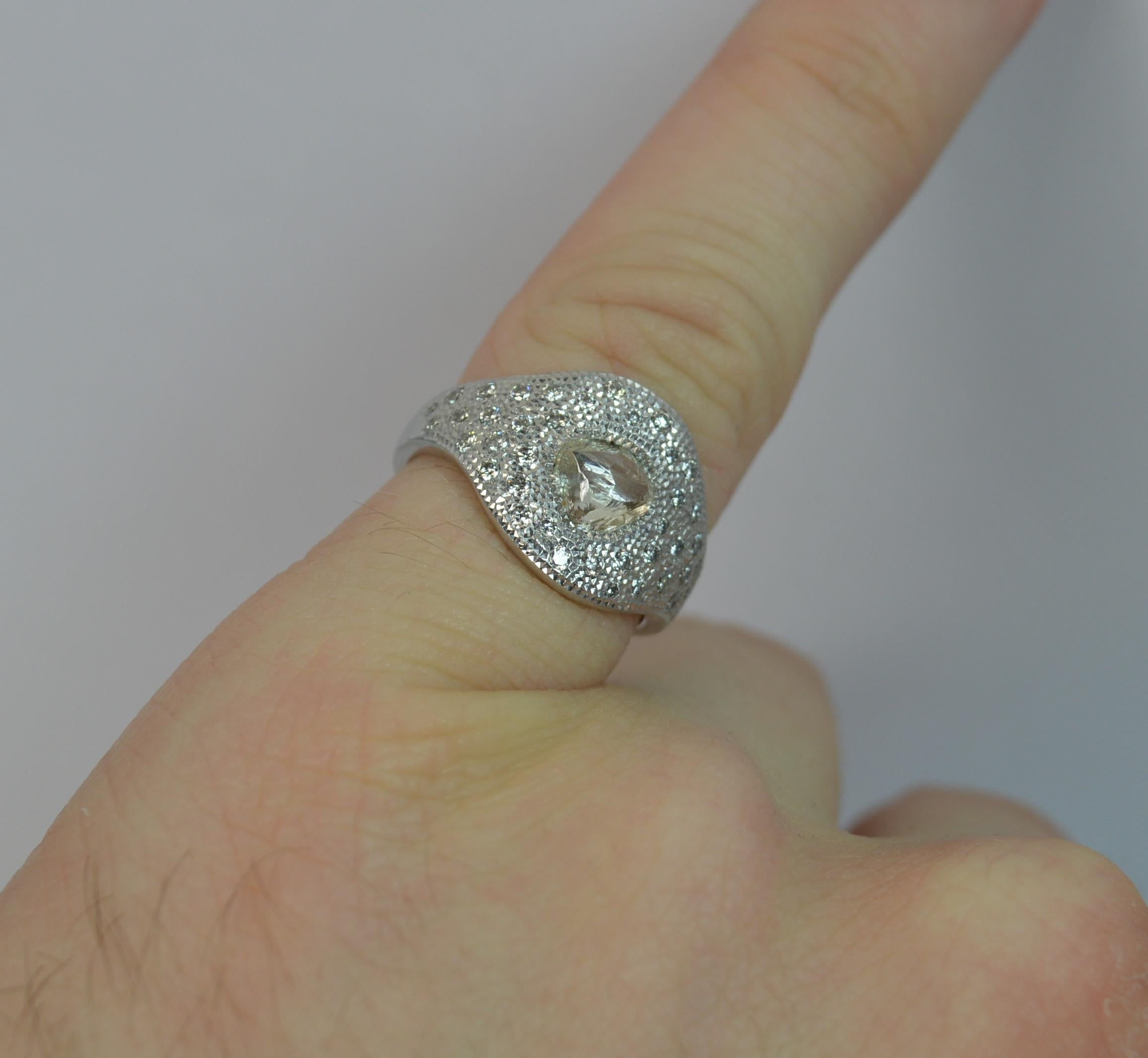 Contemporary De Beers Designer Talisman 1.00 Carat Diamond Cluster 18 Carat White Gold Ring