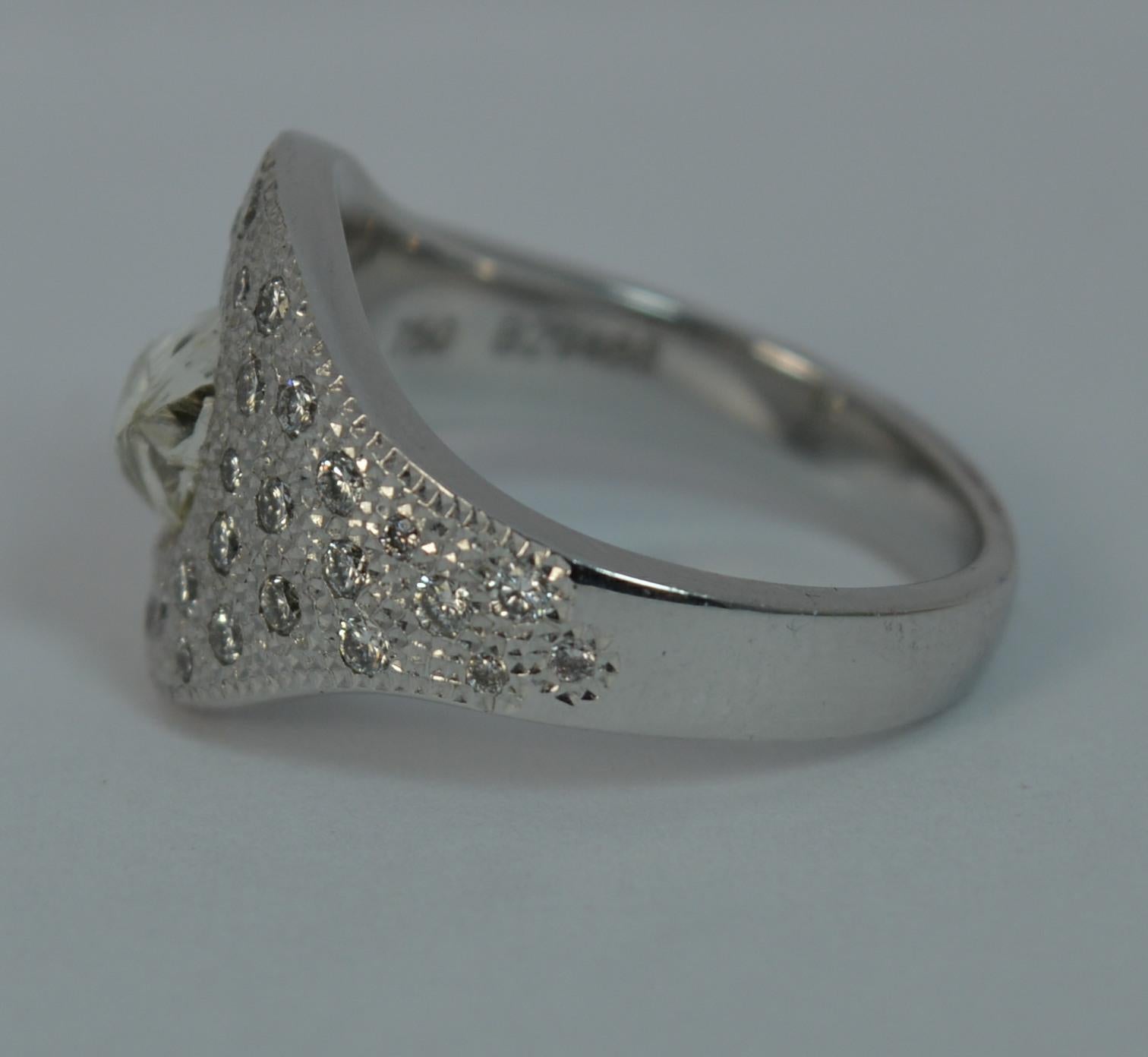 Women's De Beers Designer Talisman 1.00 Carat Diamond Cluster 18 Carat White Gold Ring