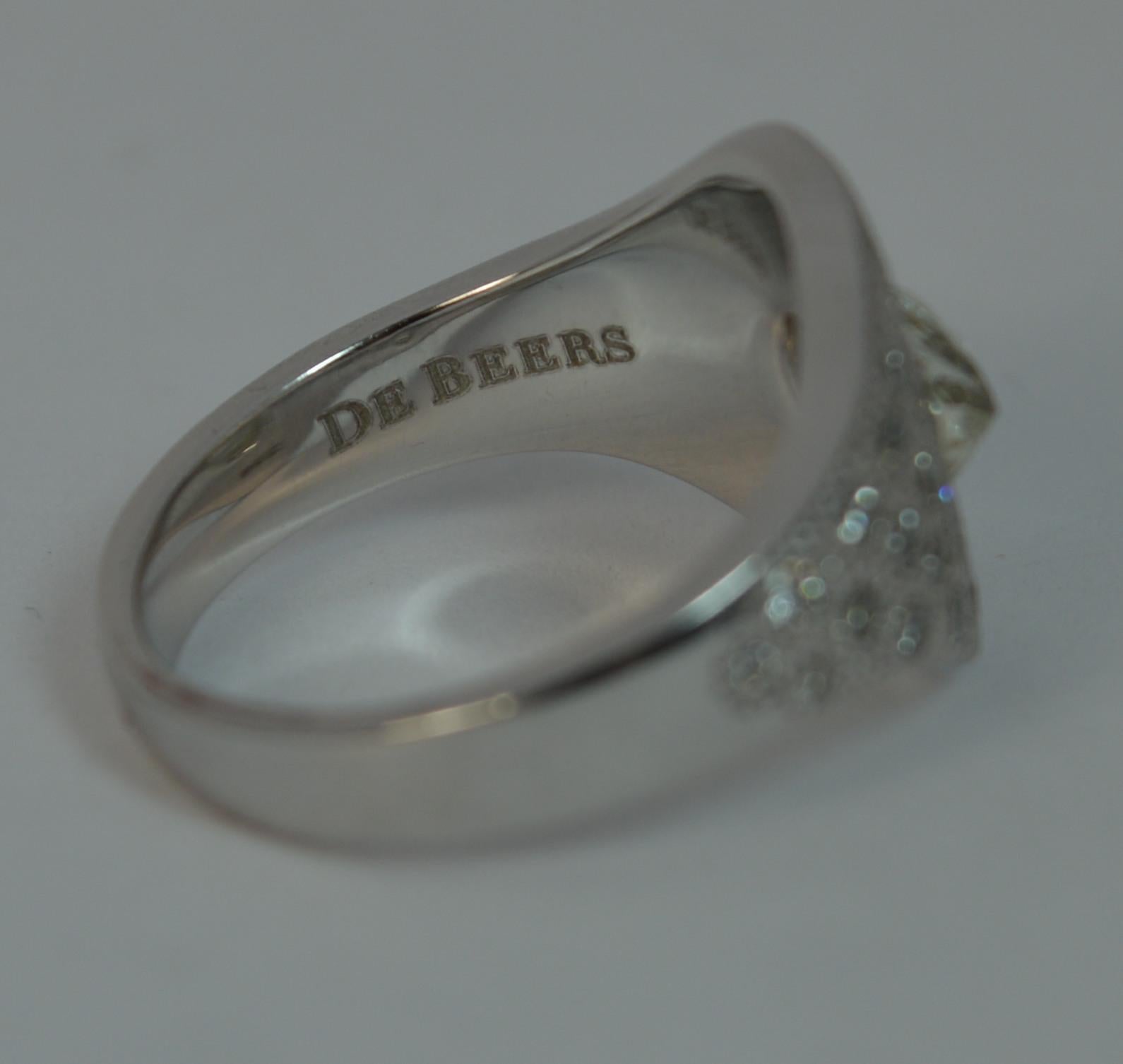 De Beers Designer Talisman 1.00 Carat Diamond Cluster 18 Carat White Gold Ring 3