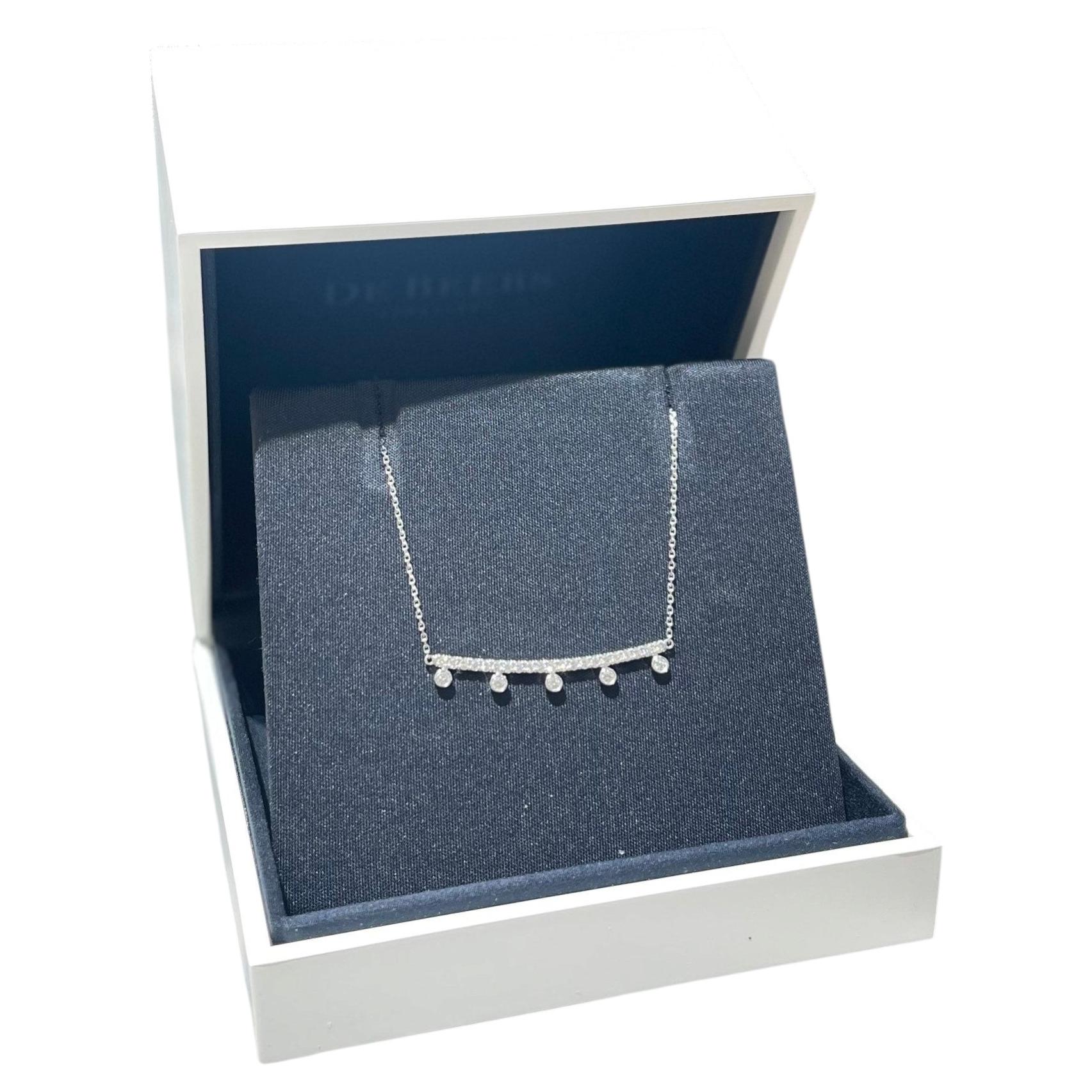 Pre-owned De Beers Dewdrop Chain & Classic Eternity Line 18k White Gold Necklace