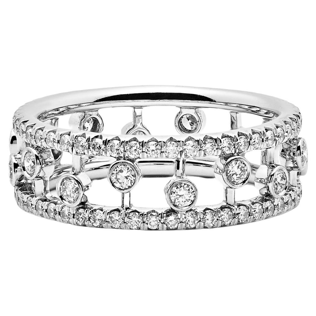 De Beers Dewdrop Collection Band in White Gold set with Micropavé Diamonds. For Sale